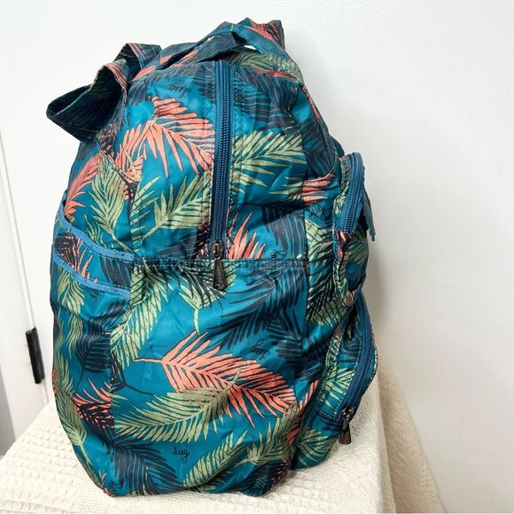 Lug Packable Puddle Jumper Tote in Tropical Ocean Print Lightweight Travel - Picture 7 of 14